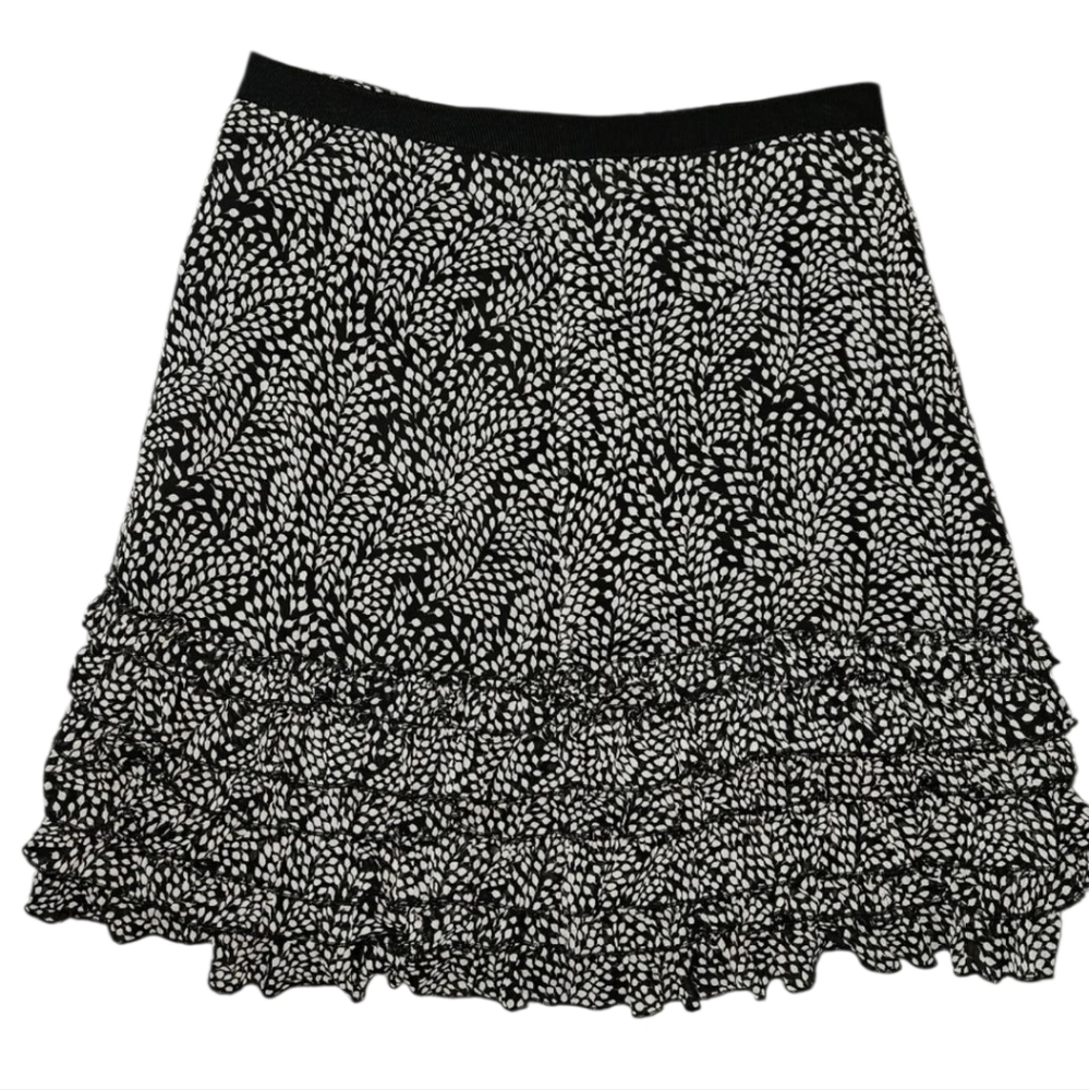 Lapis Skirt Women's Juniors Size Small Black Polka Dots / Leaf Print Ruffles